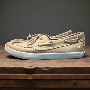 Sperry Canvas Boat Shoes Tan Beige Classic Deck Shoes